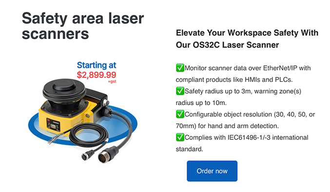 Safety area laser scanners